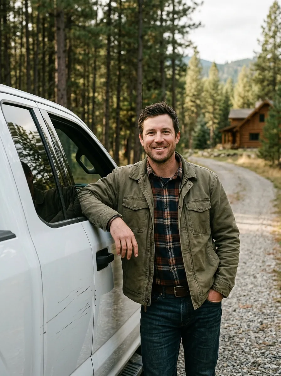 Erik Halvorsen beside his pickup